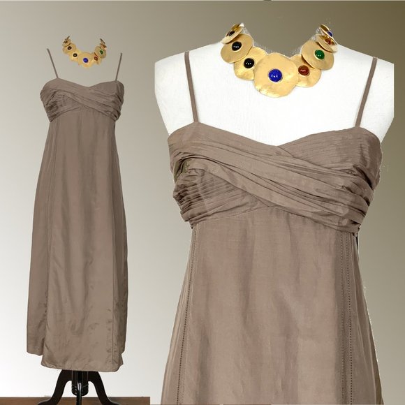 New Stella & Jamie Babydoll Silk/Cotton Blend Maxi Dress Sz M - L - Picture 8 of 16